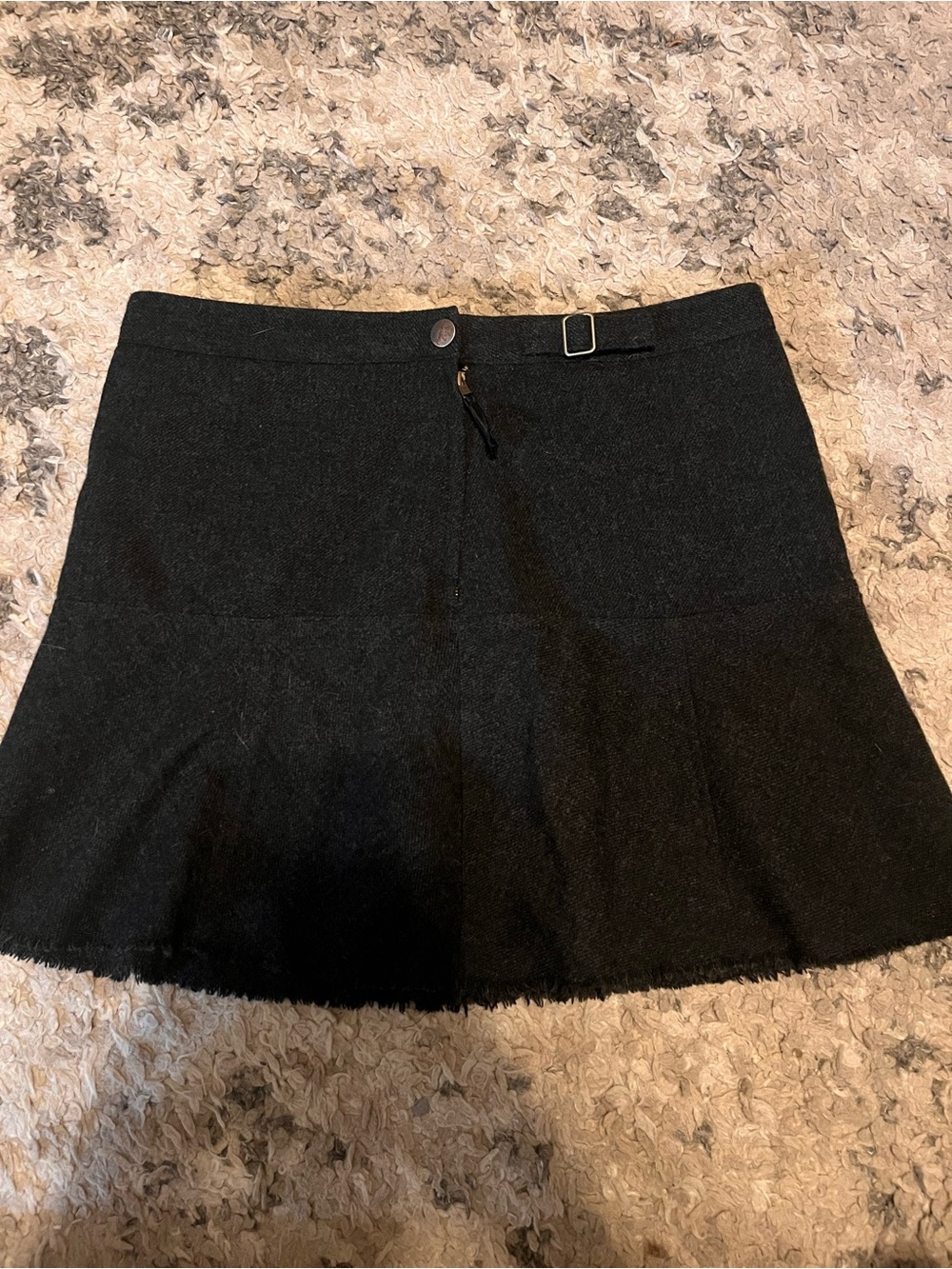 Vintage Y2K American Eagle wool blend Black Mini Skirt with Buckle Detail